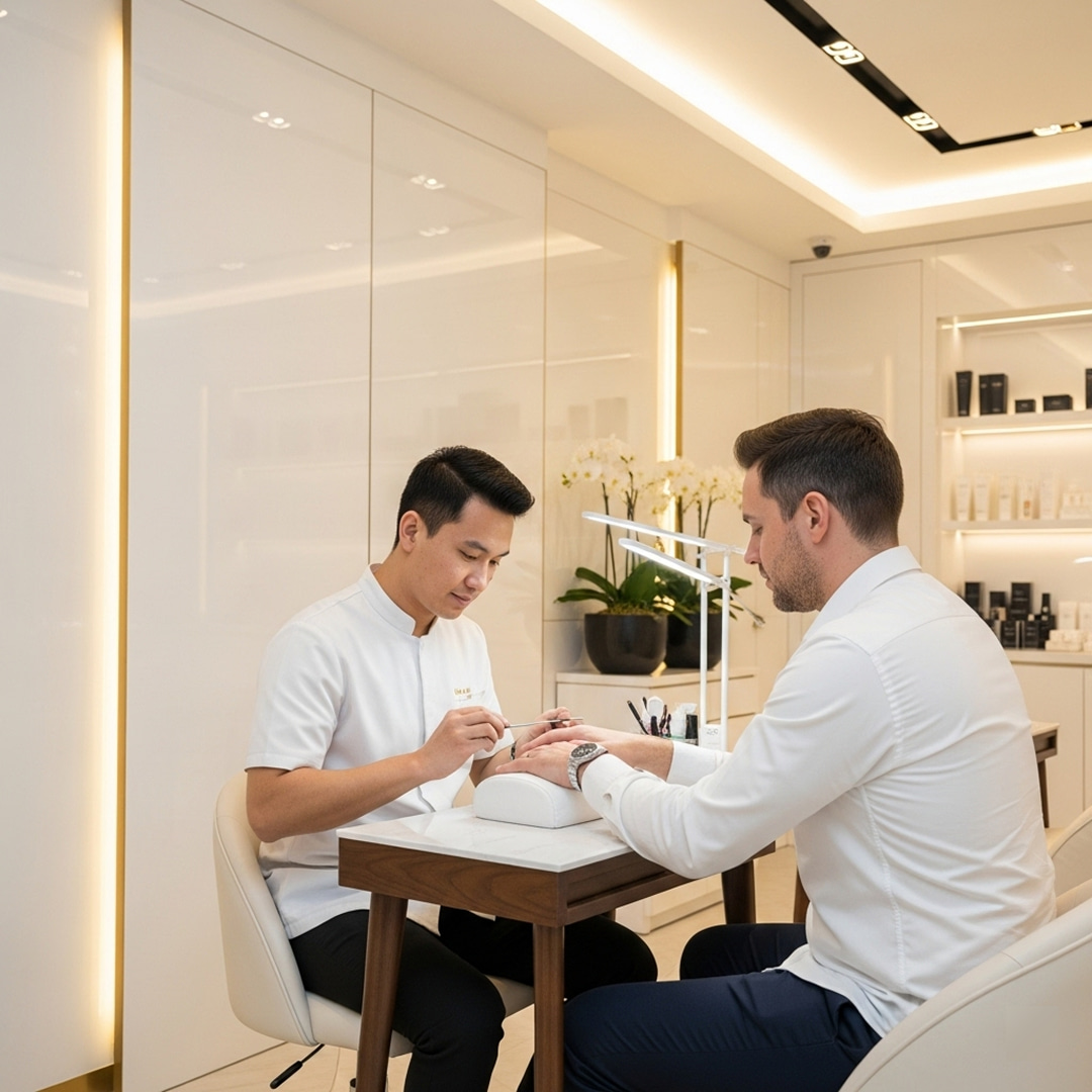 Majestic Manicure​ applied to a young man by professional