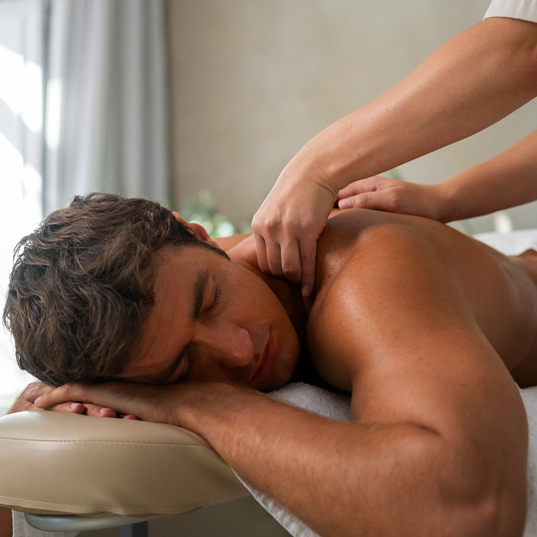 young man having Head & Shoulders Massage